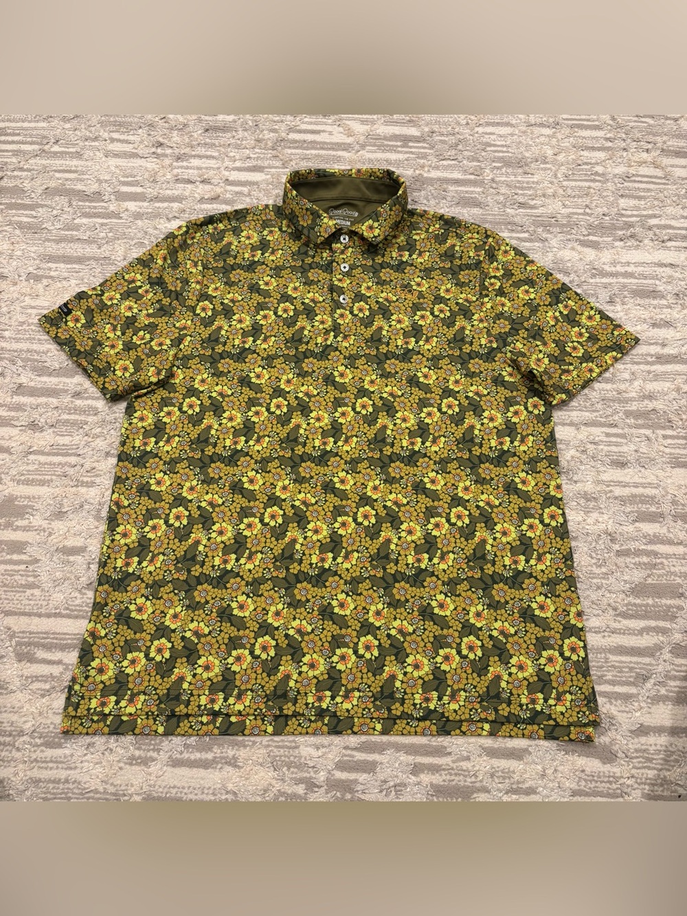 Good Good Golf Performance Polo Men’s Medium Floral Paisley Stretch Wicking